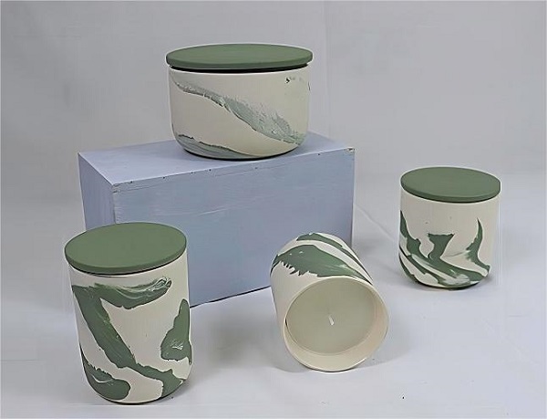 Natural Green Marbled Ceramic Candle Jars: Handcrafted Artistry Meets Nature’s Hues – A Win for Home Enthusiasts & B2B Partners