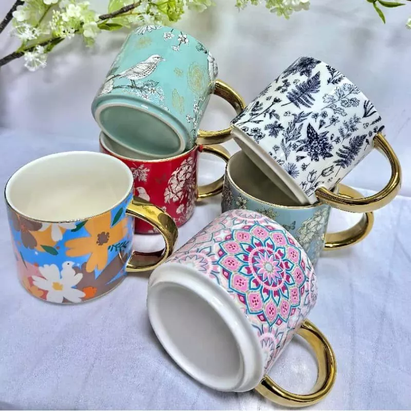 Ceramic Mug With Electroplated Gold Handle Ceramic Mug With Electroplated Gold Handle