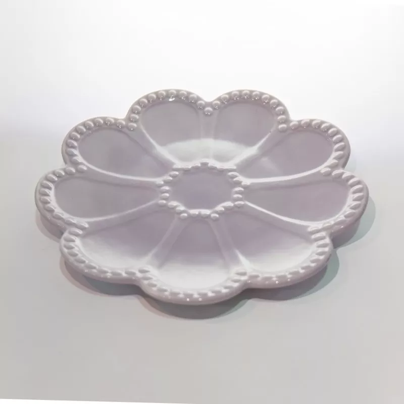 Decorative Purple Flower Ceramic Jewelry Tray