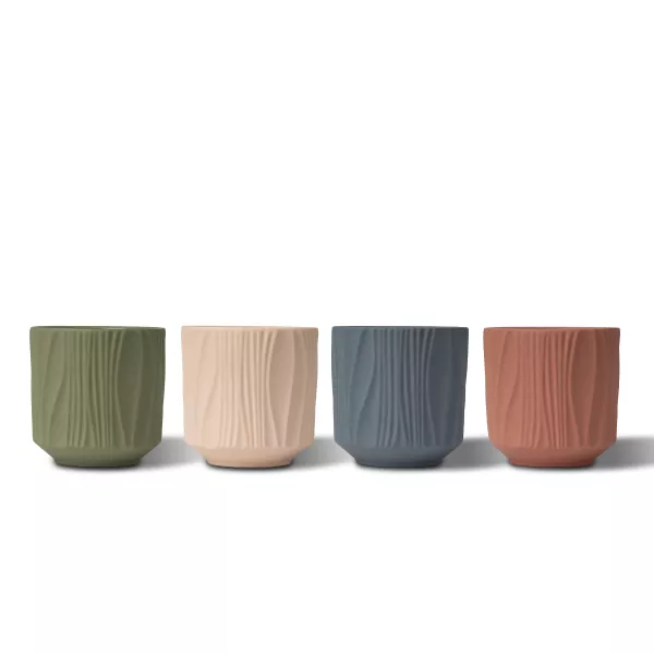 Four-Color Matte Vertical Pattern Ceramic Candle Holders Four-Color Matte Vertical Pattern Ceramic Candle Holders