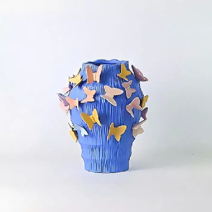Handmade Ceramic Vase with Dancing Butterflies Handmade Ceramic Vase with Dancing Butterflies