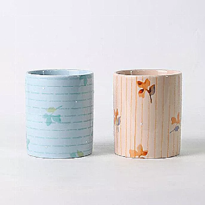 Handpainted Floral Ceramic Candle Holder Handpainted Floral Ceramic Candle Holder