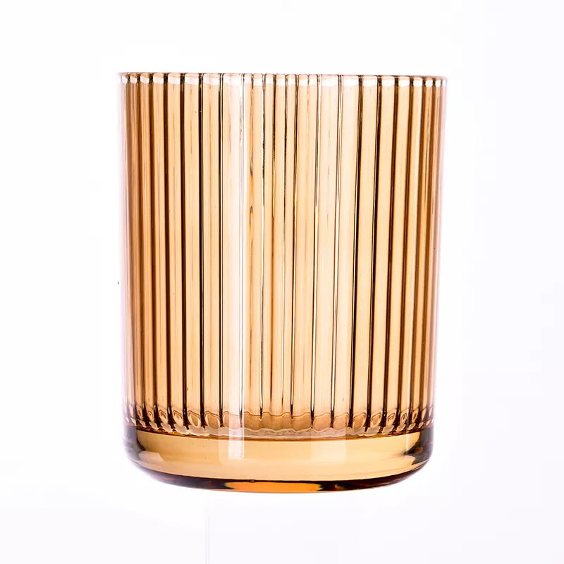 12oz Vertical Striped Glass Candle Holder