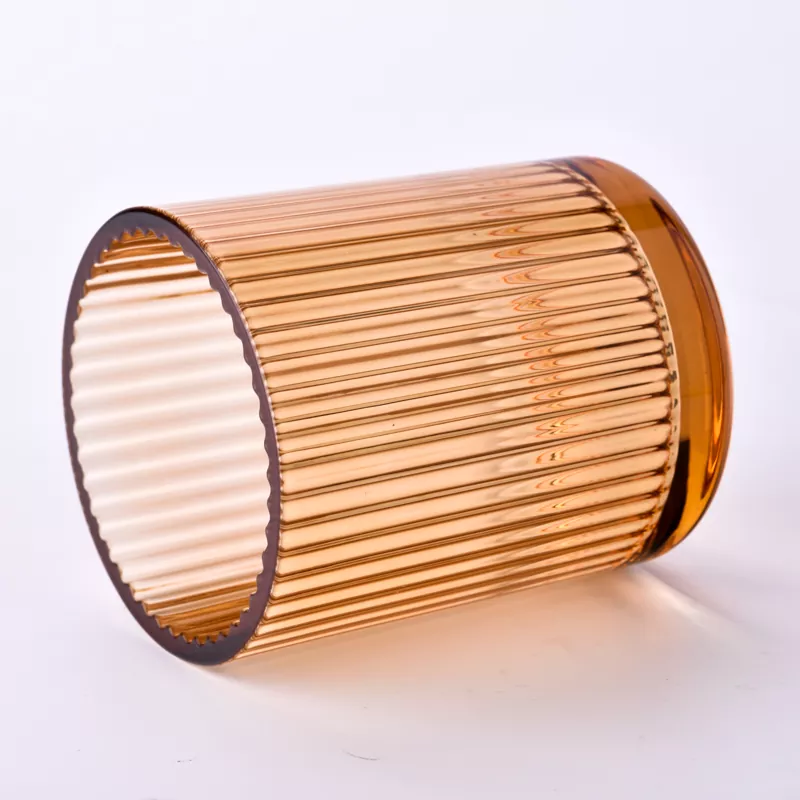 12oz Vertical Striped Glass Candle Holder