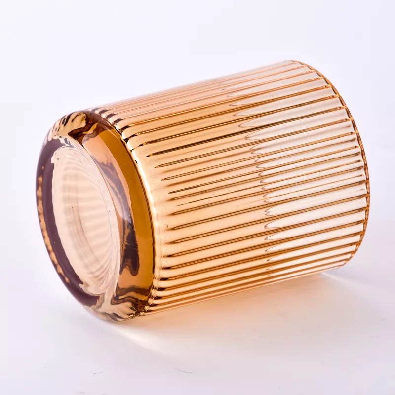 12oz Vertical Striped Glass Candle Holder