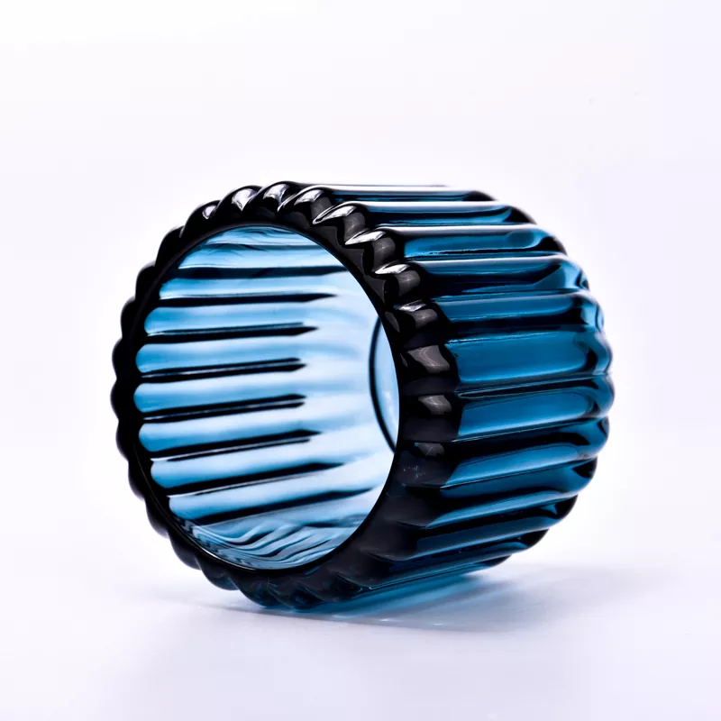 7oz Vertical Striped Glass Candle Holder