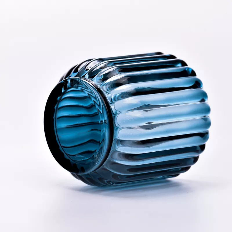 7oz Vertical Striped Glass Candle Holder