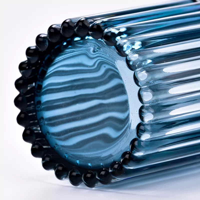 8oz Vertical Striped Glass Candle Holder