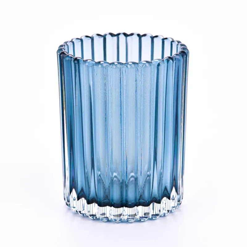 8oz Vertical Striped Glass Candle Holder