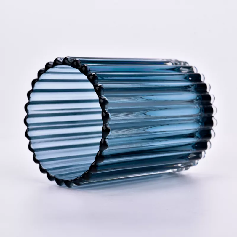 8oz Vertical Striped Glass Candle Holder