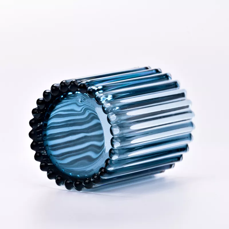8oz Vertical Striped Glass Candle Holder