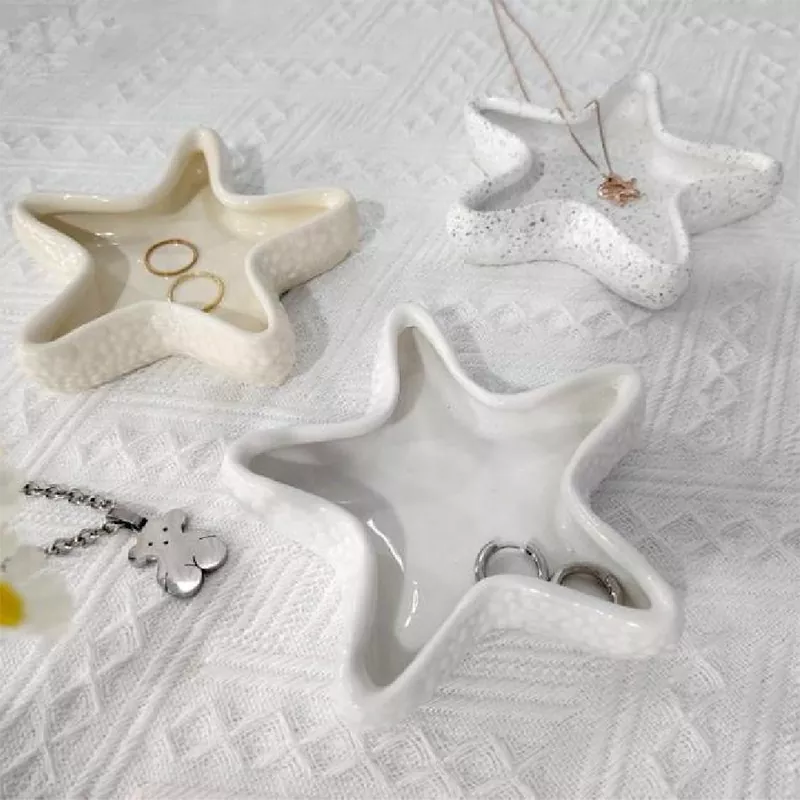 Shell And Starfish Ceramic Jewelry Tray Shell And Starfish Ceramic Jewelry Tray